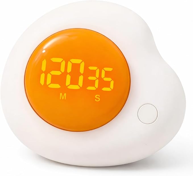 Egg-Shaped Kitchen Timer, Twist Dial Magnetic Kitchen Timers for Cooking, LCD Digital Display, Easy to Use, 180-minute Countdown Timers for Eggs, Bacon & Everyday Cooking