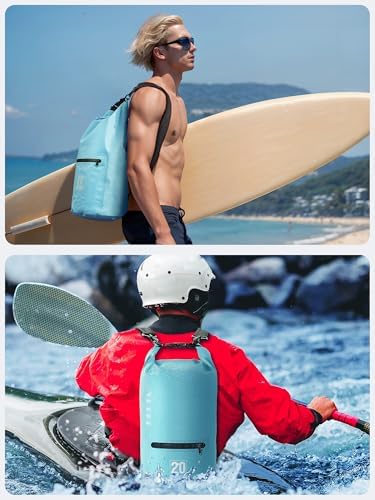 HEETA Fish Scale with Backlit LCD Display, Up to 110lb/50kg, 2 AAA Batteries Included (Black) Bundled with Waterproof Dry Bag with Front Zippered Pocket for Women Men (Blue 5L)