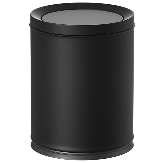 12L/3GAL Black Bathroom Trash Can with Lid,Swing Lid Trash can for Bedroom, Modern Trash Can for Bathroom,Bedroom,Living Room,Office,Laundry,Hotel,Bank