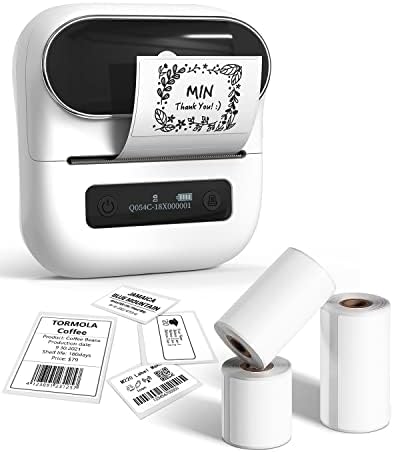 Phomemo M220 Label Maker & 4 Roll Label, 3.14 Inch Bluetooth Thermal Label Printer for Barcode, Address, Labeling, Mailing, File Folder Label, Easy to Use, Support Smartphone, Tablet&PC