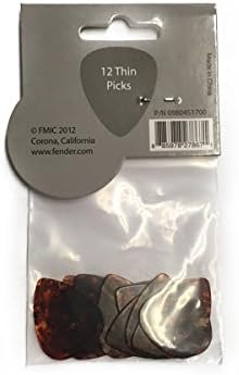 Fender Classic Celluloid Guitar Picks 451 Shape, Guitar Accessories, Tortoise Shell, Thin, 12-Pack