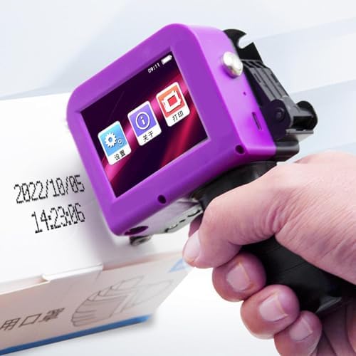 Handheld Inkjet Printer, Mini Smart Inkjet Coding Machine for QRCode Barcode Production Date Time Logo Batch Number Print On Glass Bag Carton Box Wood Cloth Plastic Cable (US Plug)