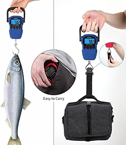 HEETA Fish Scale with Backlit LCD Display (Blue) Bundled with Waterproof Dry Bag for Women Men (Blue)