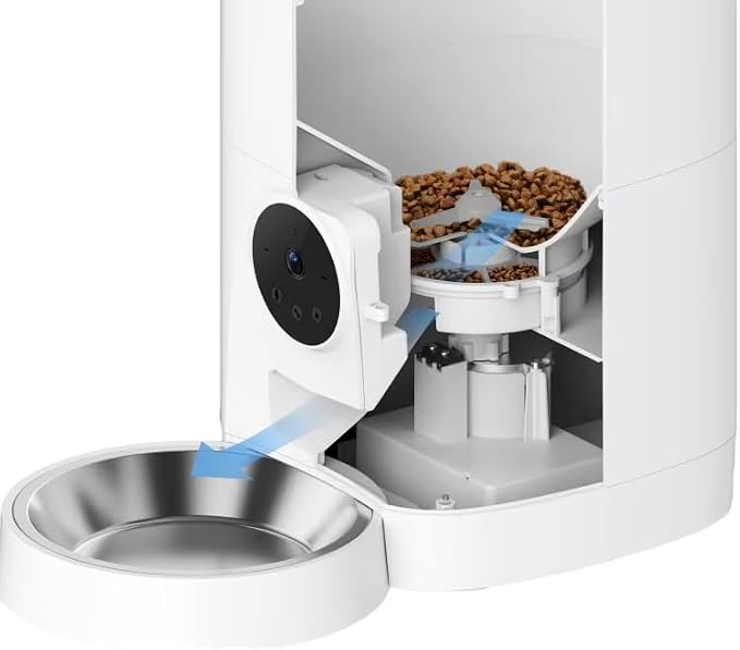 4L Automatic Pet Feeder - Smart Feeder for Cats & Dogs with 2K Camera, 2-Way Audio, App Control, Timer, and Dual Power. WiFi-Enabled, Programmable Feeding for a Healthier Pet Routine.