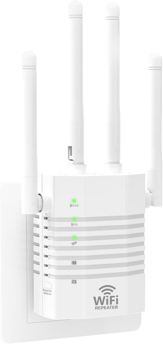 1-Tap Setup WiFi Extender, Dual Band 5GHz/2.4GHz WiFi Signal Booster, 12880 Sq.Ft WiFi Range Extender, 105 Devices Supported, Ethernet Port & High Speed Signal Amplifier