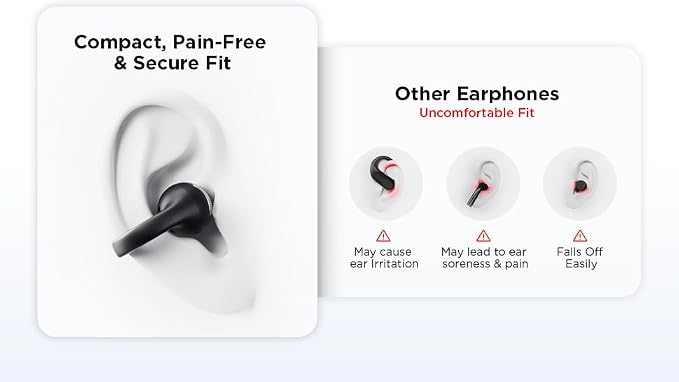 Lenovo Open Ear Clip On Earbuds X500 Bluetooth 6.0 Wireless Earbuds with 11 mm Drivers, Open Ear Ergonomic Design, Dual Device Connectivity, Built in Mic, Fast Charge, Pink