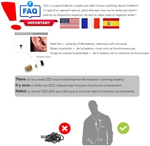 A780 Battery Life 8 Hours Spy Earpiece with Neckloop No Amplifier Work in Quiet Place