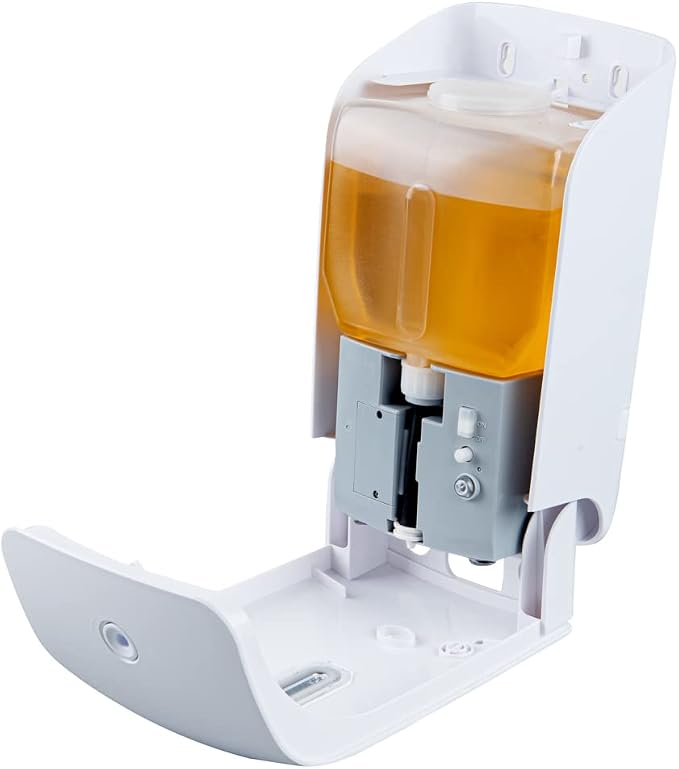 Restaurantware Clean Tek Professional 33.4 Ounce Automated Soap Dispenser 1 Touchless Wall-Mountable Soap Dispenser - Security Key White Plastic Soap Dispenser Transparent For Liquid Soap