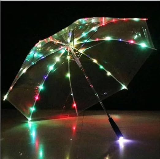LED transparent luminous umbrella with flashlight creates dreamy atmosphere for you,light up umbrella is suitable for birthday, wedding and Christmas party (Multicolored light)