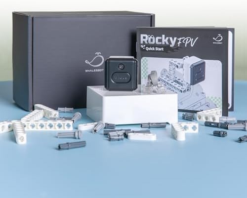 WhalesBot Rocky Smart Robot Car Bundle: STEM Coding & Engineering Kit with FPV Camera Accessory, Real-Time Video, Supports Scratch/Python/C, Remote Control Educational Toy for Kids 8-16