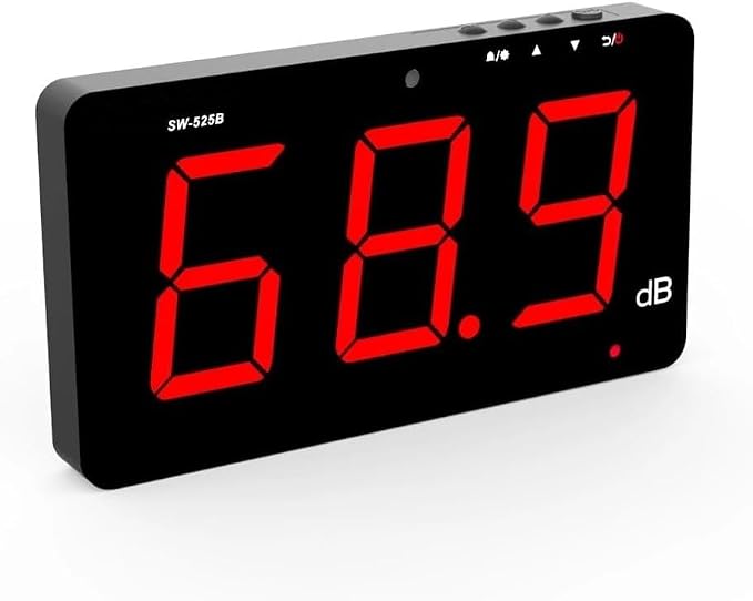SW-525B Sound Level Meter Tester 30-130db,9.6in Screen LCD Display Wall Hanging Type Decibel Noise Measuring with Alarm (Sound Level Meter with Data Logger)
