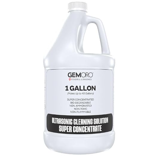 GemOro Jewelry Cleaner Solution Concentrate | For Ultrasonic Machines | Professional Performance Cleans Rings Watches Glasses Earrings (1 Gallon)