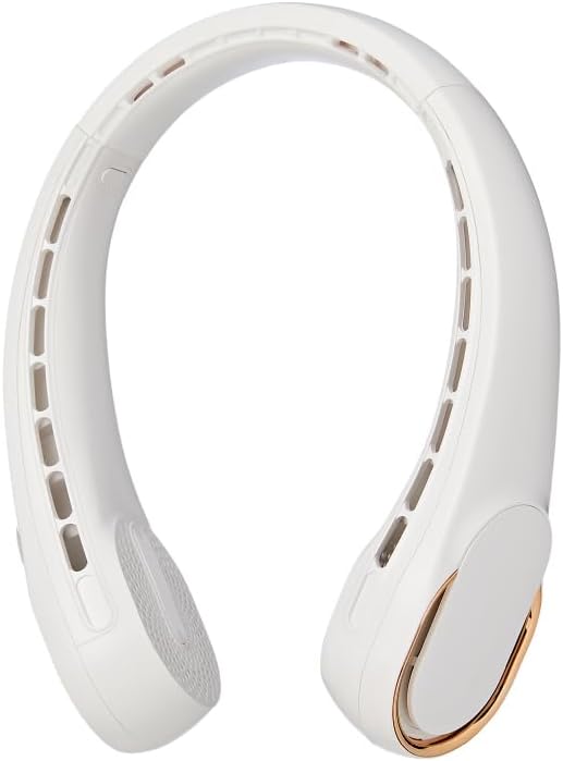 Portable Personal Neck Fan, Cooling Hands Free Bladeless Fan, Rechargeable Long Battery Life, 360° Airflow With 3 Speeds, Lightweight Travel, Low Noise with Strong Wind, Headphone Design (White)