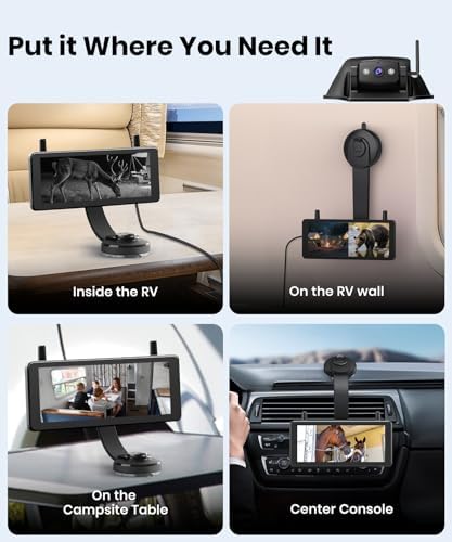 AUTO-VOX RV Backup Camera Bundle: 7.2'' Monitor, RV Wireless Camera (WF1),Suction Mounts – Flexible Monitor Placement, Wide Rear View, Strong Signal, Safer Parking & Campsite Monitoring