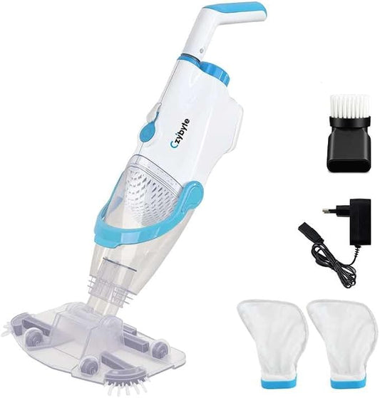 Handheld Pool Vacuum Cleaner, Rechargeable Pool Bottom Cleaner with Strong Suction, 1 H Runtime,for Above Ground/Inground Pools, Spas and Hot Tubs, White