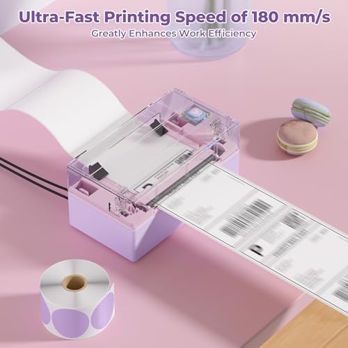 130B Bluetooth Thermal Label Printer+Thermal Direct Shipping Label (Pack of 500 4x6 Fan-Fold Labels)