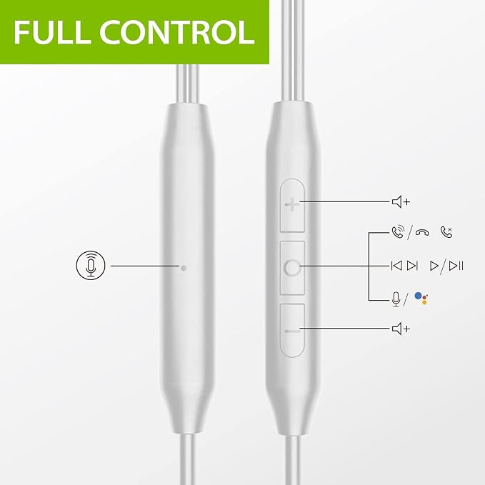 Avantree E171 - AUX 3.5mm Wired Earbuds with Microphone & in-Line Volume Control, Compatible with Traditional 3.5mm AUX Phones Corded Headphones with Ear Hook for Running & Sports, White