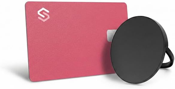 SPOTMINDERS Apple MFi Certified Credit Card Wallet Tracker PRO Pink (iOS Only) & Wireless Charging Pad Works with Apple Find My Rechargeable Tracking Card Gifts for Women IP68 0.07in Slim Item Finder