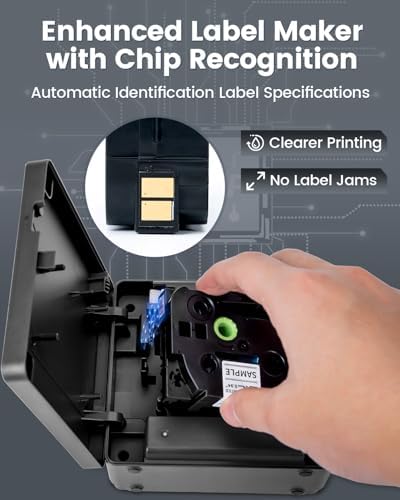Label Maker with 5PK 18mm Tapes, P780BT Rechargeable Label Maker Bluetooth, 9mm 12mm 18mm 24mm Wide Labels-Waterproof, Auto Cut, Connect Phone & PC, Type-C Charging for Home Office Use
