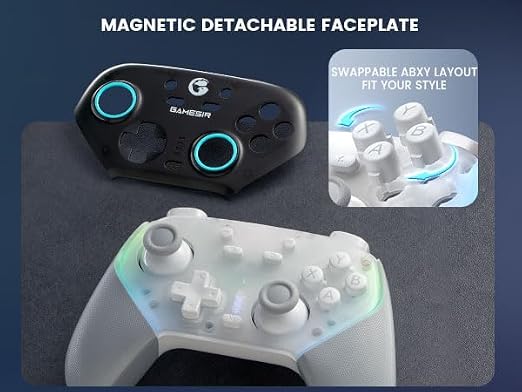 GameSir Super Nova Wireless Gaming Controller for PC/Switch/iOS/Android, Hall Effect Stick & Trigger, RGB Lighting, Swappable ABXY, Detachable Faceplate, 1000mAh with Charging Dock - Black&White”