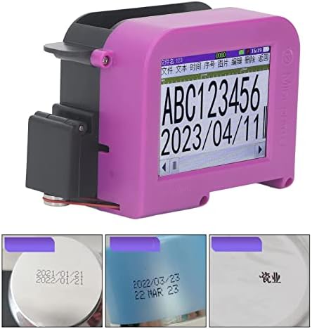 Handheld Inkjet Printer, Mini Smart Inkjet Coding Machine for QRCode Barcode Production Date Time Logo Batch Number Print On Glass Bag Carton Box Wood Cloth Plastic Cable (US Plug)