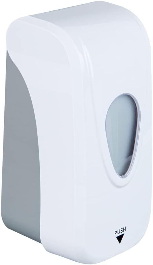 Restaurantware Clean Tek Professional 33 Ounce Manual Soap Dispenser 1 Wall-Mountable Soap Dispenser - For Gel Or Liquid Soap White Plastic Soap Dispenser Push Mechanism Transparent Tank