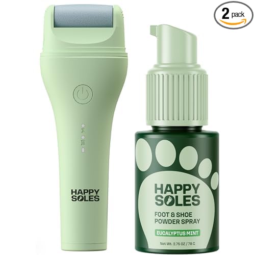 Electric Callus Remover & Foot Deodorizer Spray Bundle - Pedicure Tool + Talc-Free Non-Aerosol Odor Control (Eucalyptus Mint)