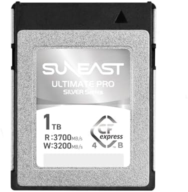 SUNEAST Ultimate PRO Silver Series CFexpress 4.0 Type B 1TB Memory Card, Up to 3700MB/s Read, 3200MB/s Write, TLC 8K Video Card for Professional Cameras, XQD-Compatible, High-Speed CFexpress B