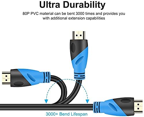 8K HDMI Cable 5FT 2Pack (HDMI 2.1,48Gbps) Ultra High Speed Gold Plated Connectors,Ethernet HDMI Cord, 8K@60HZ 4K@120HZ 2K 1080P 3D ARC Compatible with UHD TV Monitor Laptop Xbox PS4/PS5 ect