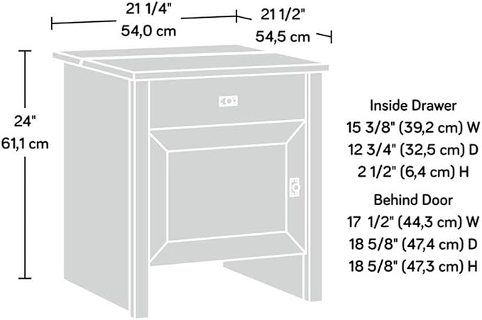 Sauder Homeplus Robot Vacuum Storage Side Table End Table Cabinet for Living Room, Bedroom, in Soft White