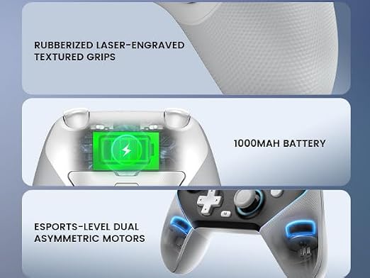 GameSir Super Nova Wireless Gaming Controller for PC/Switch/iOS/Android, Hall Effect Stick & Trigger, RGB Lighting, Swappable ABXY, Detachable Faceplate, 1000mAh with Charging Dock - Black&White”