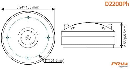 PRV AUDIO Compression Driver D2200Ph - 2 Inch Exit Phenolic Compression Driver for Mid High Vocals - Midrange Pro Car Audio Systems