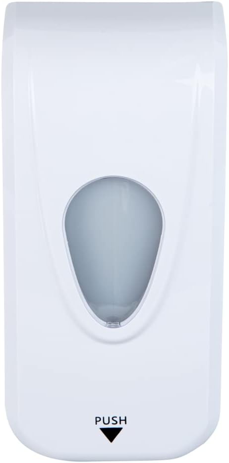 Restaurantware Clean Tek Professional 33 Ounce Manual Soap Dispenser 1 Wall-Mountable Soap Dispenser - For Gel Or Liquid Soap White Plastic Soap Dispenser Push Mechanism Transparent Tank