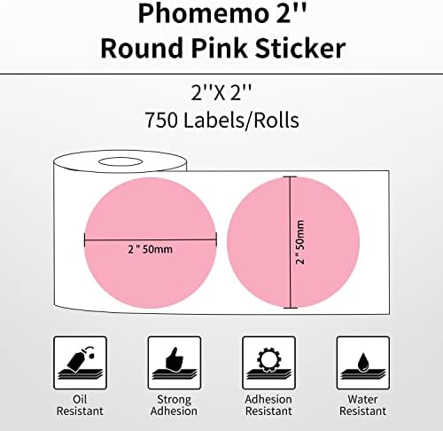 Phomemo 4x6 Shipping Label Printer with Touch Screen, Wireless Bluetooth Thermal Printer for Small Business & Packages, Compatible with Amazon Shopify UPS USPS, with 750 Labels, Pink