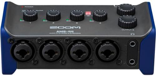 Zoom AMS-44 USB Audio Interface, 4 Inputs, 4 Outputs, Direct Monitoring, for Recording and Streaming on PC, Mac, iOS, and Android Bundle with MDR-7506 Professional Stereo Headphones + More