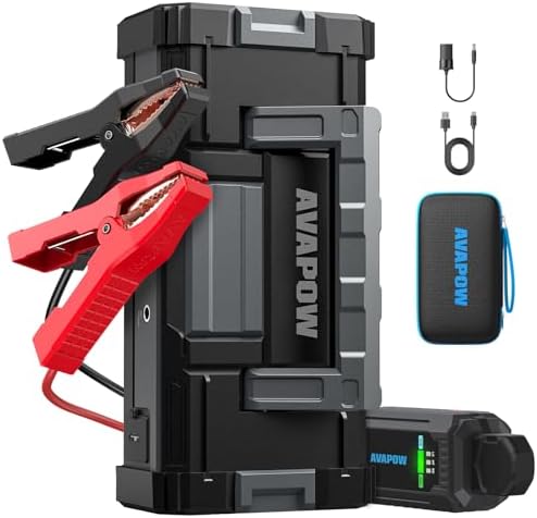 AVAPOW 6000A Car Battery Jump Starter Portable (12V DC Output for All Gas or up to 12L Diesel) & AV-D600 4 Systems OBD2 Scanner