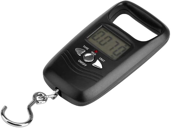 Luggage Scale 50kg LCD Digital Hanging Scale Electronic Pocket Hook Scales with Backlight for Travel Family Shopping Fishing and Other Outdoor Activities (Black 50kg/10g)