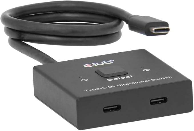 Club 3D USB C Switch 8K 60Hz Bi-Directional - 2 Computers to 1 Monitor or 1 PC to 2 Displays - USB-C Video Switch with 100W Power Delivery Passthrough for MacBook Pro, Laptop, Thunderbolt