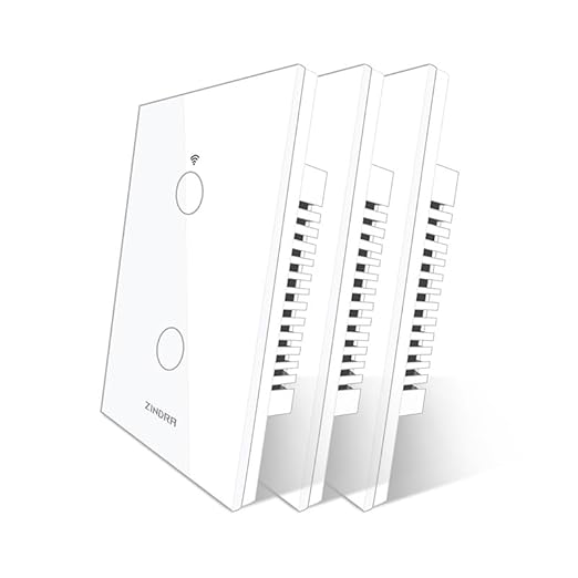 Smart Touch Wall Light Switch with Matter, Tempered-Glass Panel, Neutral Wire Required, Single-Pole, 2.4GHz Wi-Fi, App/Voice Control with Alexa/Google/Apple Home, Timers & Schedules 2 Gang – 3 Pack