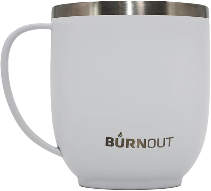 BURNOUT Temperature Regulating Home & Office Mug, 12 oz White - Drink NOW & Heat-Zorb Tech
