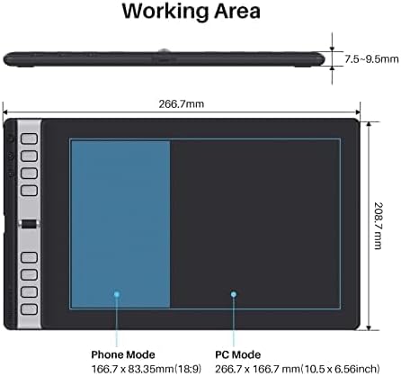2023 HUION Inspiroy 2 Large Drawing Tablet, 10x6inch Art Tablet with Scroll Wheel 3-Set 8 Customized Keys Battery-Free Stylus, Graphics Tablet for Drawing, Design, Work with Mac, PC & Mobile, Black