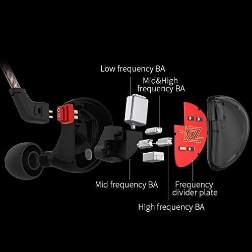 KZ AS10 IEM Headphone, 5 Balanced Armature Driver KZ Earbuds Wired Earphone, Stereo HiFi in Ear Monitor Headphone Musician Headset Earphone with Detachable 2 Pin Cable(No Microphone, Black)