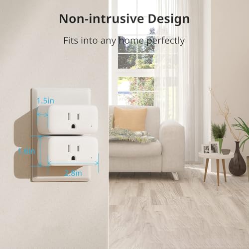 SwitchBot Smart Plug Mini, 15A Energy Monitoring, WiFi & Bluetooth Outlet, Compatible with Alexa, Google Assistant, Home Assistant, App Control, Timer Function, No Hub Required, Compact Design
