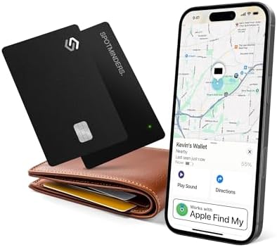 SPOTMINDERS Apple MFi Certified Wallet Tracker Bundle (iOS Only) - Works with Apple Find My Tracking Card for Wallet Rechargeable Tag IP68 0.07in Slim iPhone Item Finder
