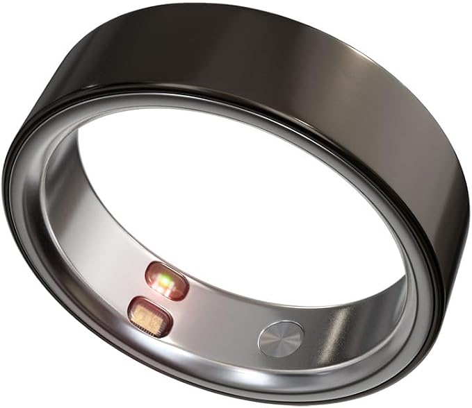 Smart Ring Health Tracker 5ATM Waterproof Sport Ring Exclusive Vibration Alerts Titanium Blood Oxygen/Sleep/Emotional Management Women Cycle Prediction Compatible with iOS/Android Dark Stealth 6.5