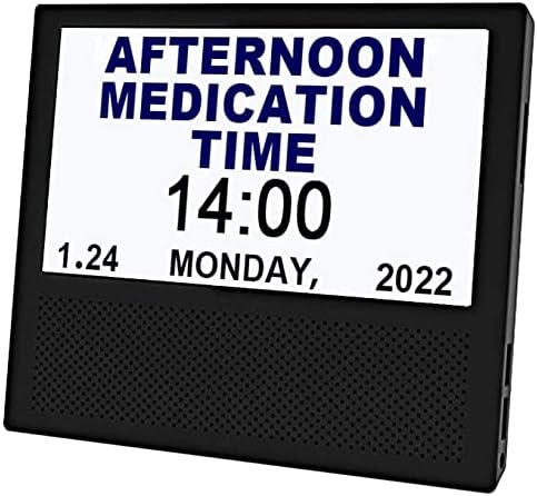 Santek Medicine Reminder Alarm Day Clock Calendar Digital Picture Frame with Big Clear Color Display for Senior Kids Dementia Alzheimer's Memory Loss and Forgetful Minds with AC Adapter (Black)