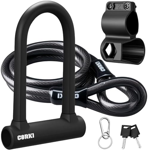 Bike Lock Heavy Duty Anti Theft U Lock with 5ft Security Cable with Bike Phone Holder Bundle