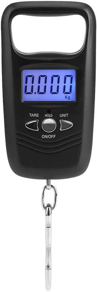 Luggage Scale 50kg LCD Digital Hanging Scale Electronic Pocket Hook Scales with Backlight for Travel Family Shopping Fishing and Other Outdoor Activities (Black 50kg/10g)
