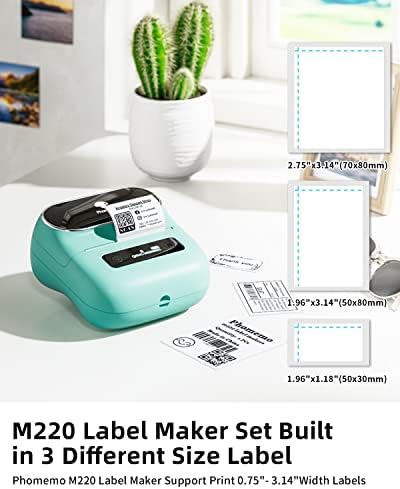 Phomemo M220 Label Maker & 1 Roll Rainbow Gradient Circle Thermal Label, 1.96" x 1.96"（50x50 mm）, Portable Sticker Label Maker Machine for Mailing, Storage, Address, Clothing, Home, Office