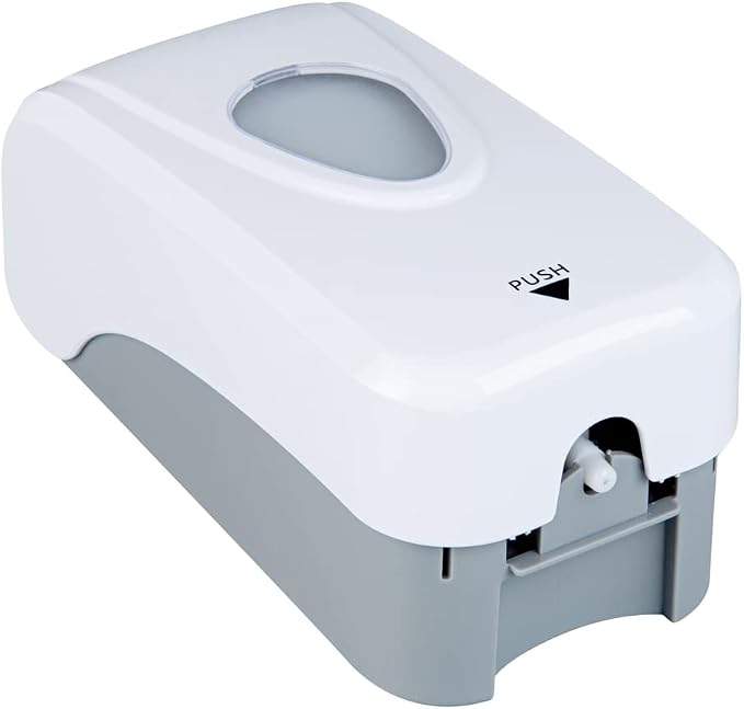Restaurantware Clean Tek Professional 33 Ounce Manual Soap Dispenser 1 Wall-Mountable Soap Dispenser - For Gel Or Liquid Soap White Plastic Soap Dispenser Push Mechanism Transparent Tank